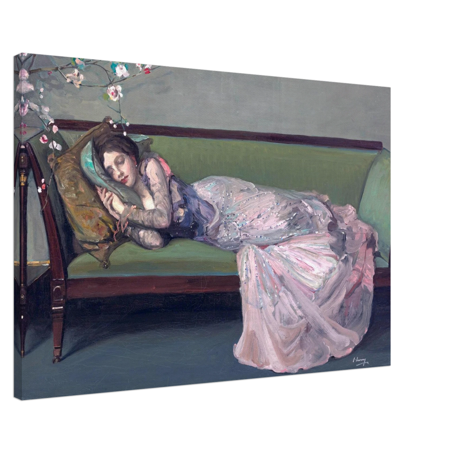 The Green Sofa — Sir John Lavery (1903) Canvas Print 60x90 cm / 24x36″