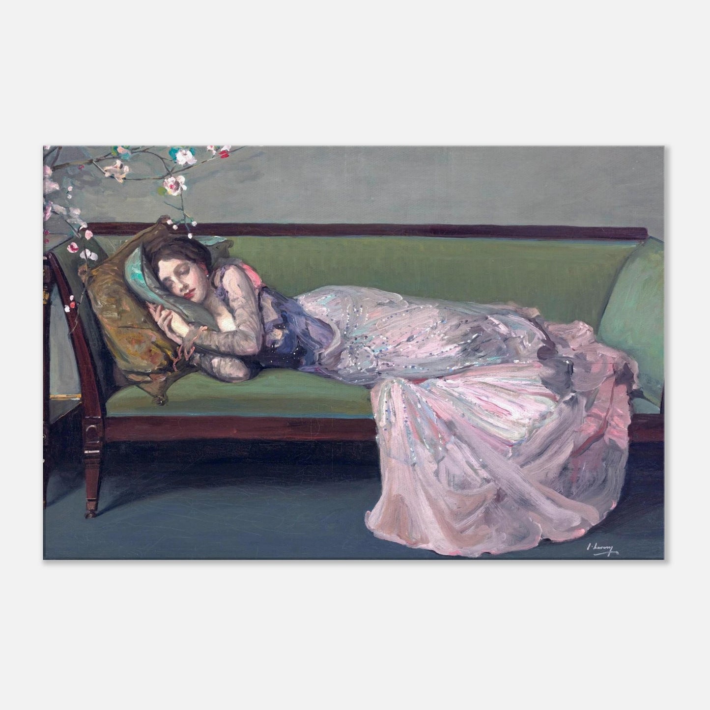 The Green Sofa — Sir John Lavery (1903) Canvas Print 60x90 cm / 24x36″